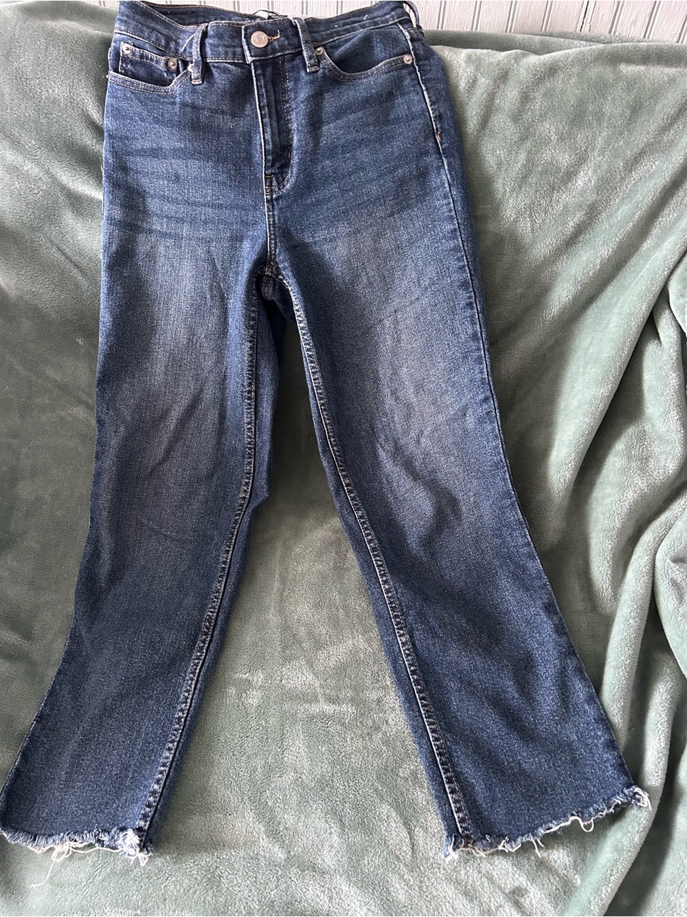 Calvin Klein Jeans Dark Blue Flared Raw Hem Denim